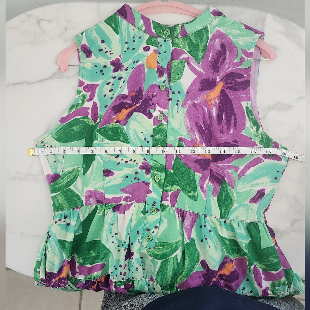 Green and Purple Medium Floral Tiered Ruffled Sundress - Picture 10 of 15